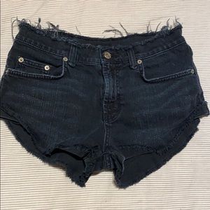 Carmar black denim cut offs distressed